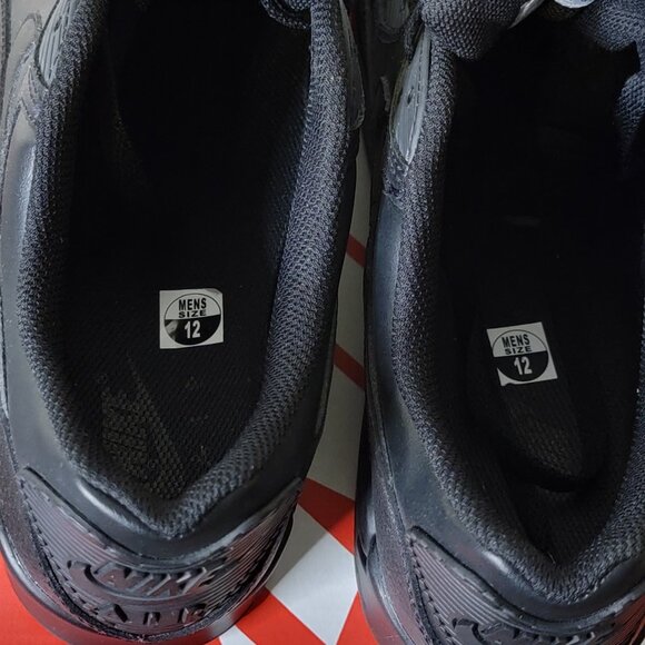 SIZE 12 - Nike Air Max 90 "Triple Black" Leather Sneakers NWT - Picture 8 of 8